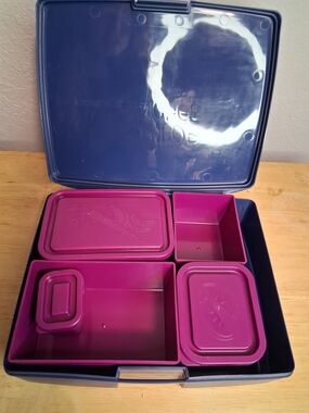 Laptop Lunches Bento Box Blue Purple 4 Containers Reusable Lunch Kit Meal